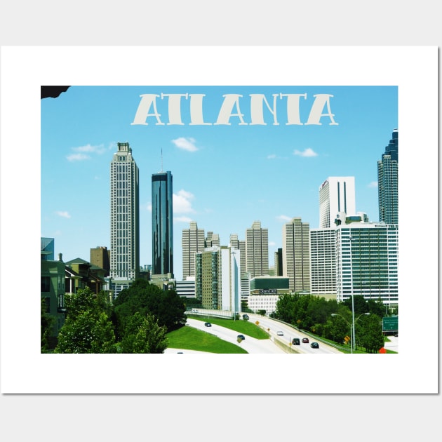 Cool photography of Atlanta Georgia skyline blue sky USA city break Wall Art by BoogieCreates